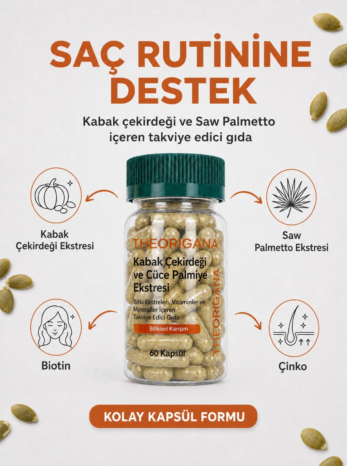 Kabak Çekirdeği ve Saw Palmetto (Cüce Palmiye) Ekstresi Kapsülleri