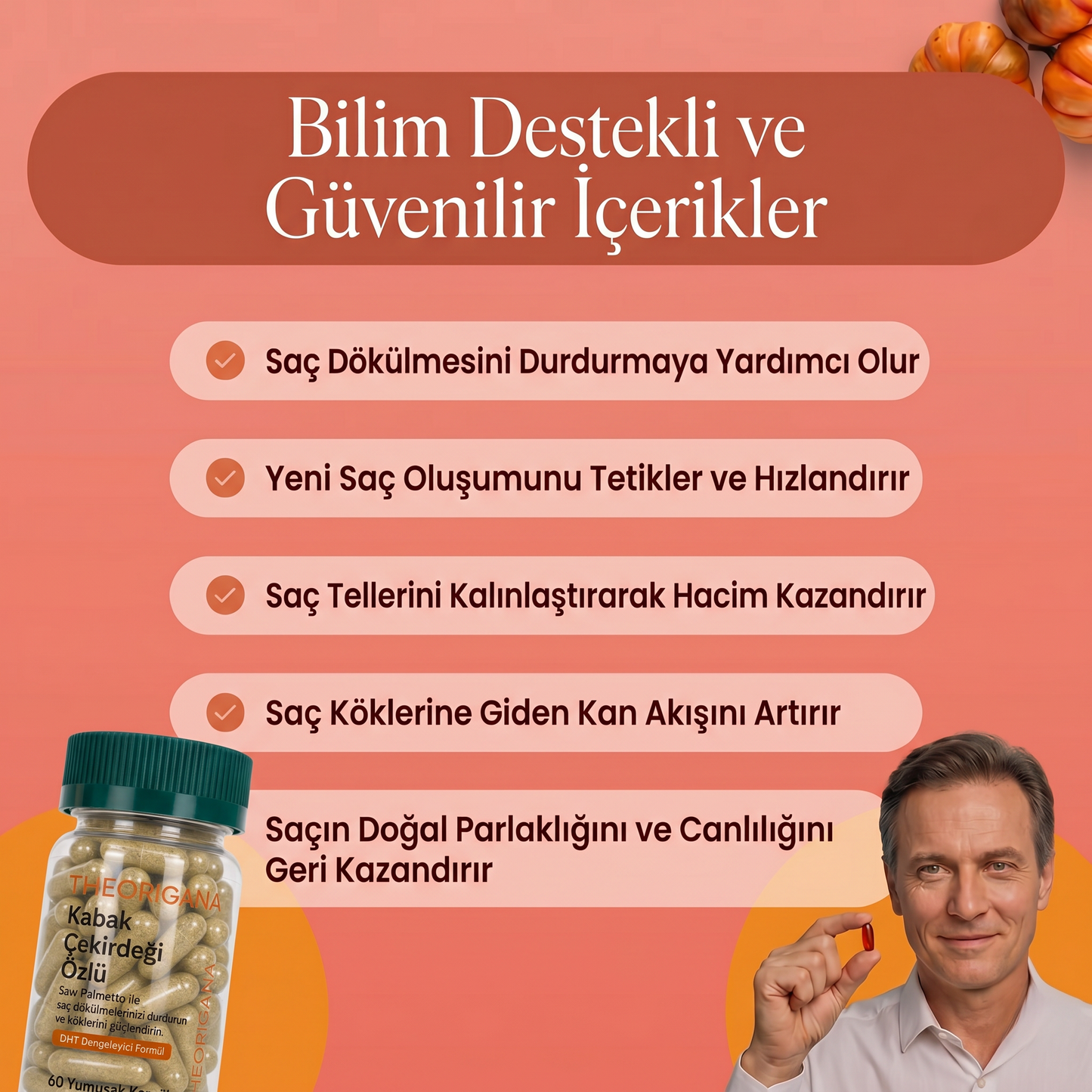 Dökülme karşıtı Kabak Çekirdeği Özü Yumuşak Kapsüller