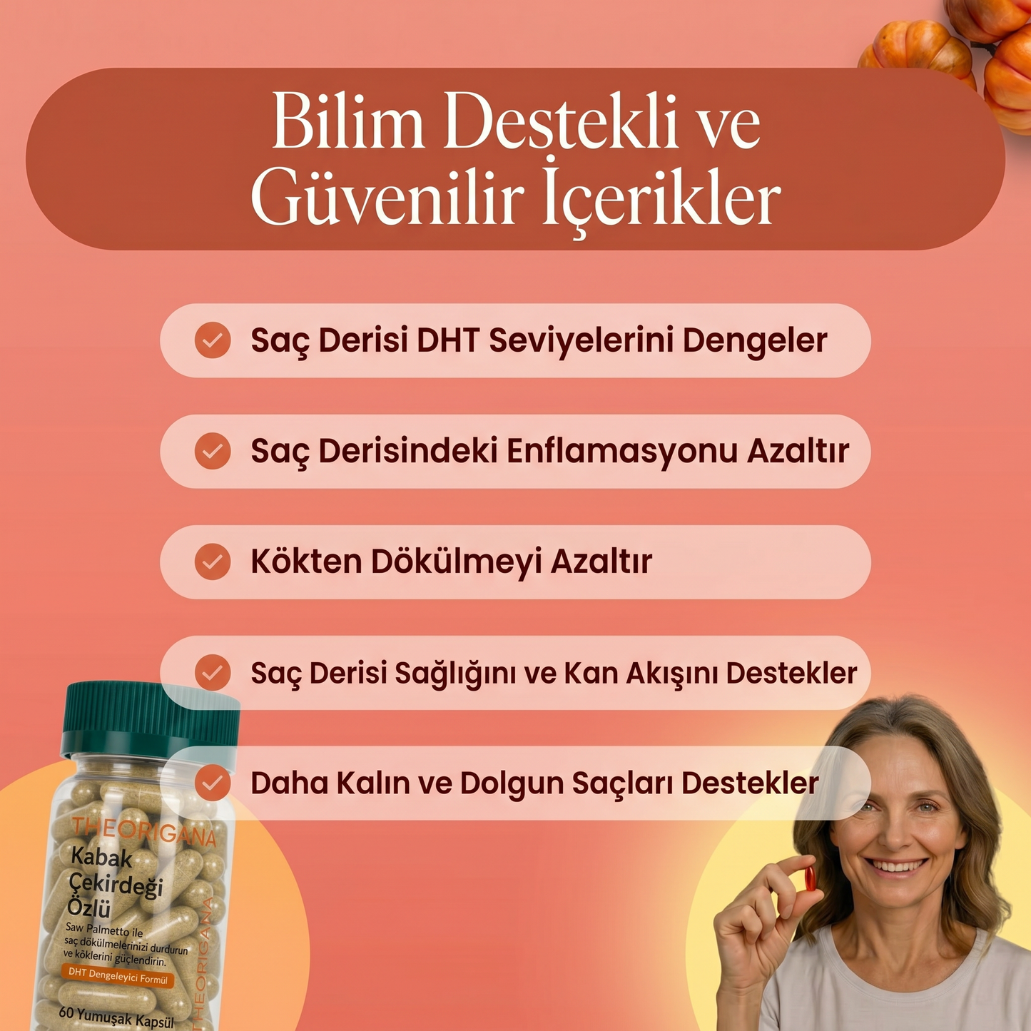 Dökülme karşıtı Kabak Çekirdeği Özü Yumuşak Kapsüller