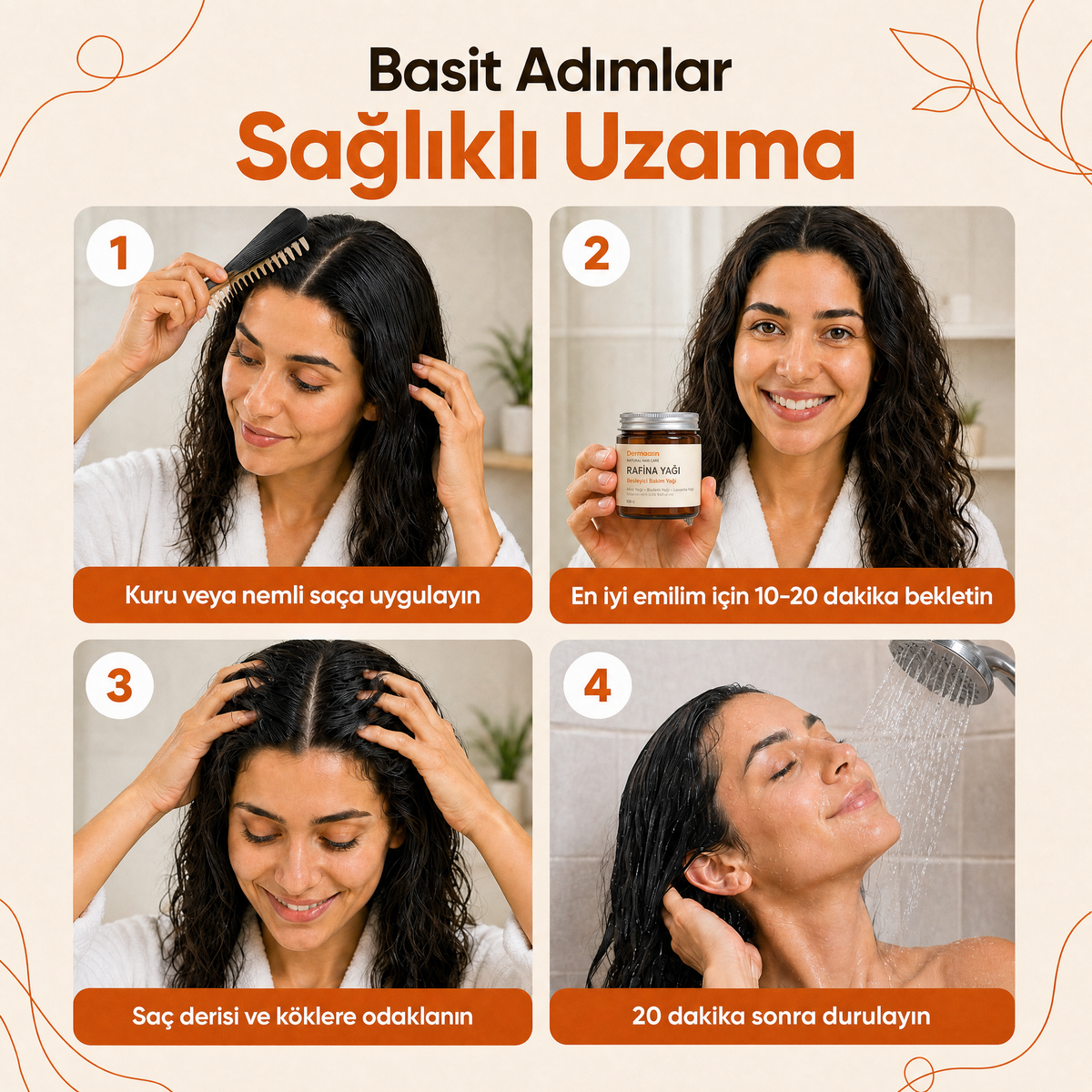 Uzama Destekli Doğal Batana Saç Bakım Yağı